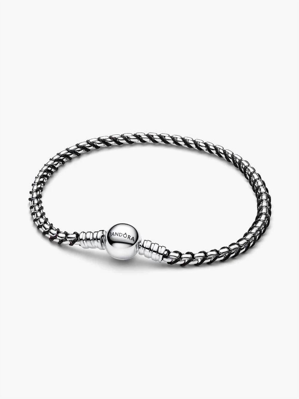 NEW PANDORA cord box chain bracelet - 7.5" in silver